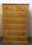 Solid Pine 2 over 5 Chest of Drawers - Narrow 30" wide