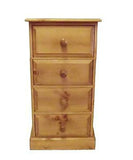 Solid Pine 4 Drawer Wellington / Narrow Chest of Drawers