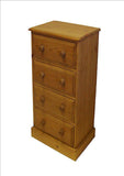 Solid Pine 4 Drawer Wellington / Narrow Chest of Drawers