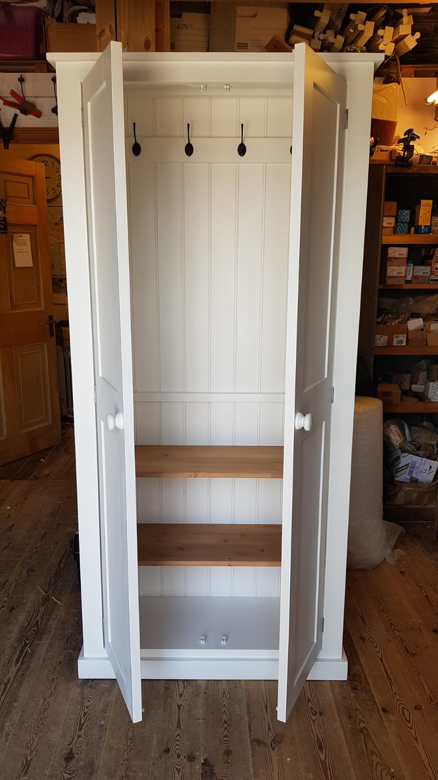 90 cm Hall Utility Room Cloak Room Coat Shoe Storage Cupboard Cheshire Pine and Oak