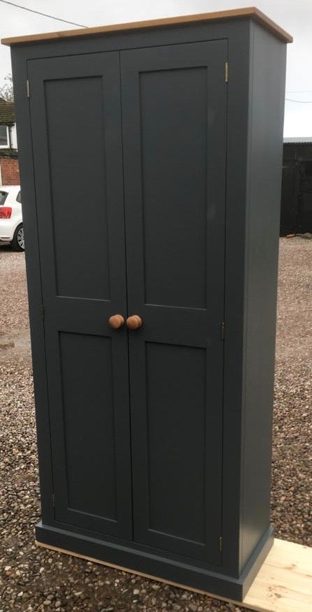 Fully Shelved 60 cm Hall Utility Room Cloak Room Coat Shoe Storage Cupboard Cheshire Pine and Oak