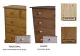Solid Pine 2 over 2 Chest of Drawers - Narrow 30" wide