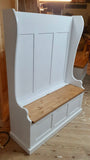 Hallway Porch Settle Pew Monks Bench, with Optional Coat Hook and under storage seat