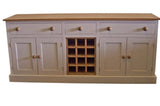 >6' wide Sideboard with Contrast Top and Central Wine Rack