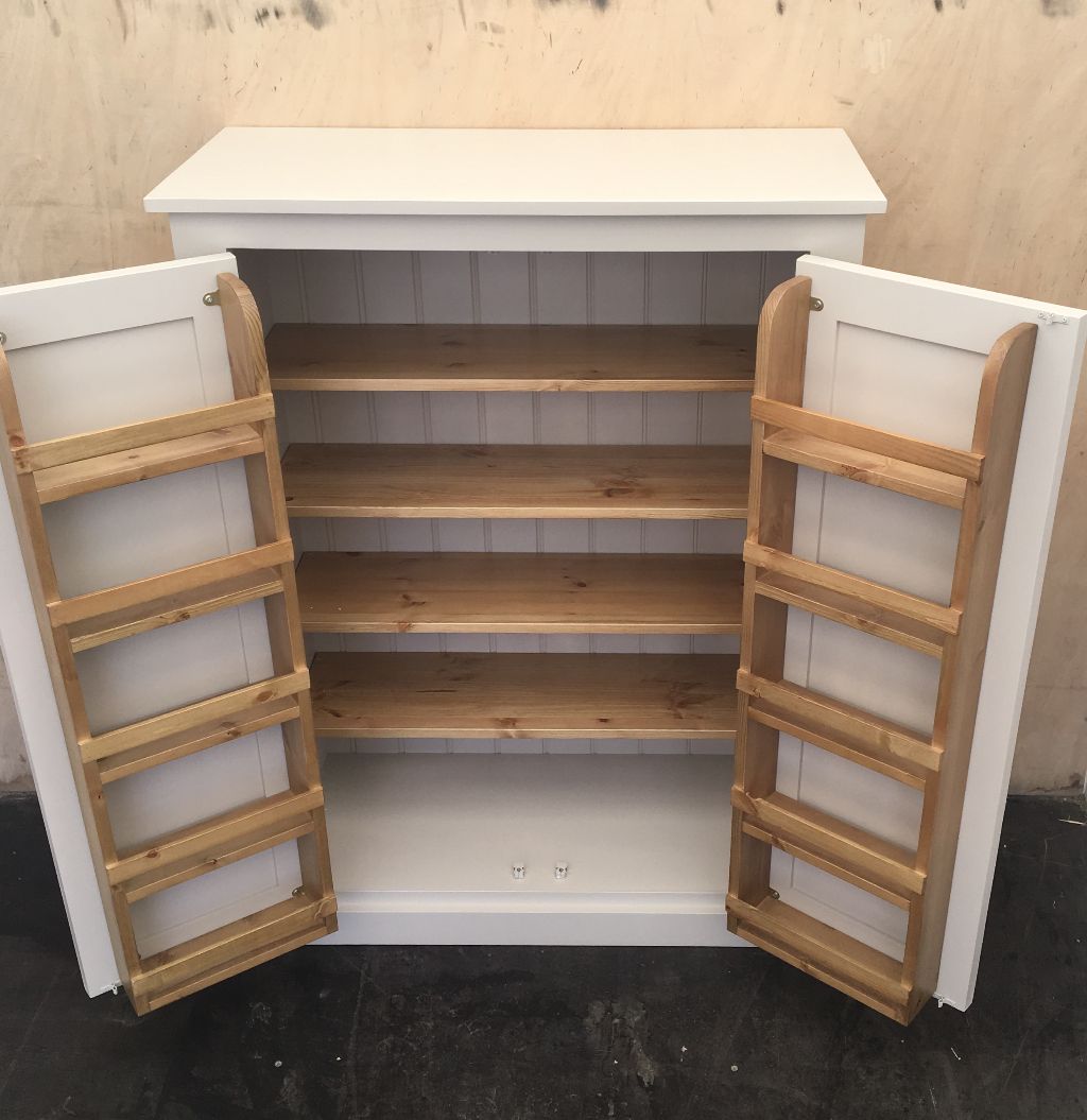 Low Storage Cupboard with Optional Spice Rack for Kitchen Larder Utility Room or Hallway Cheshire Pine and Oak