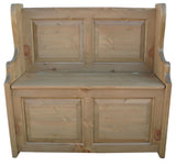 Hall Monks Bench Settle Pew Solid Pine 2 Panel with Under Seat Storage - 3' wide