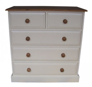 Solid Pine 2 over 3 Chest of Drawers - Narrow 30" wide