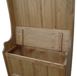 Tall Hallway Porch Settle Pew Monks Bench, with Optional Coat Hook and under storage seat