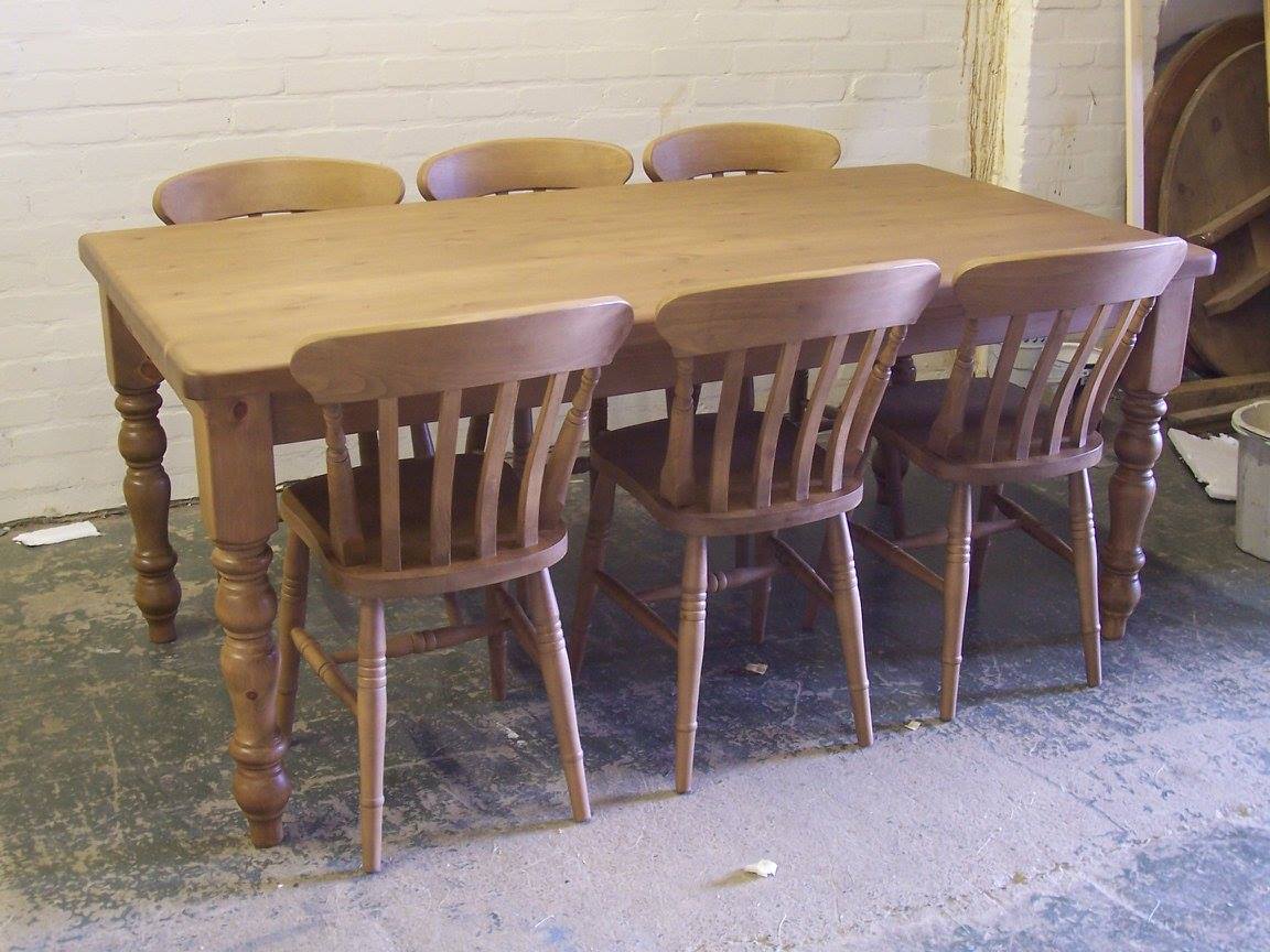 Pine farmhouse table and chairs sales