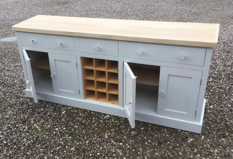 6' wide Sideboard with Contrast Top and Central Wine Rack