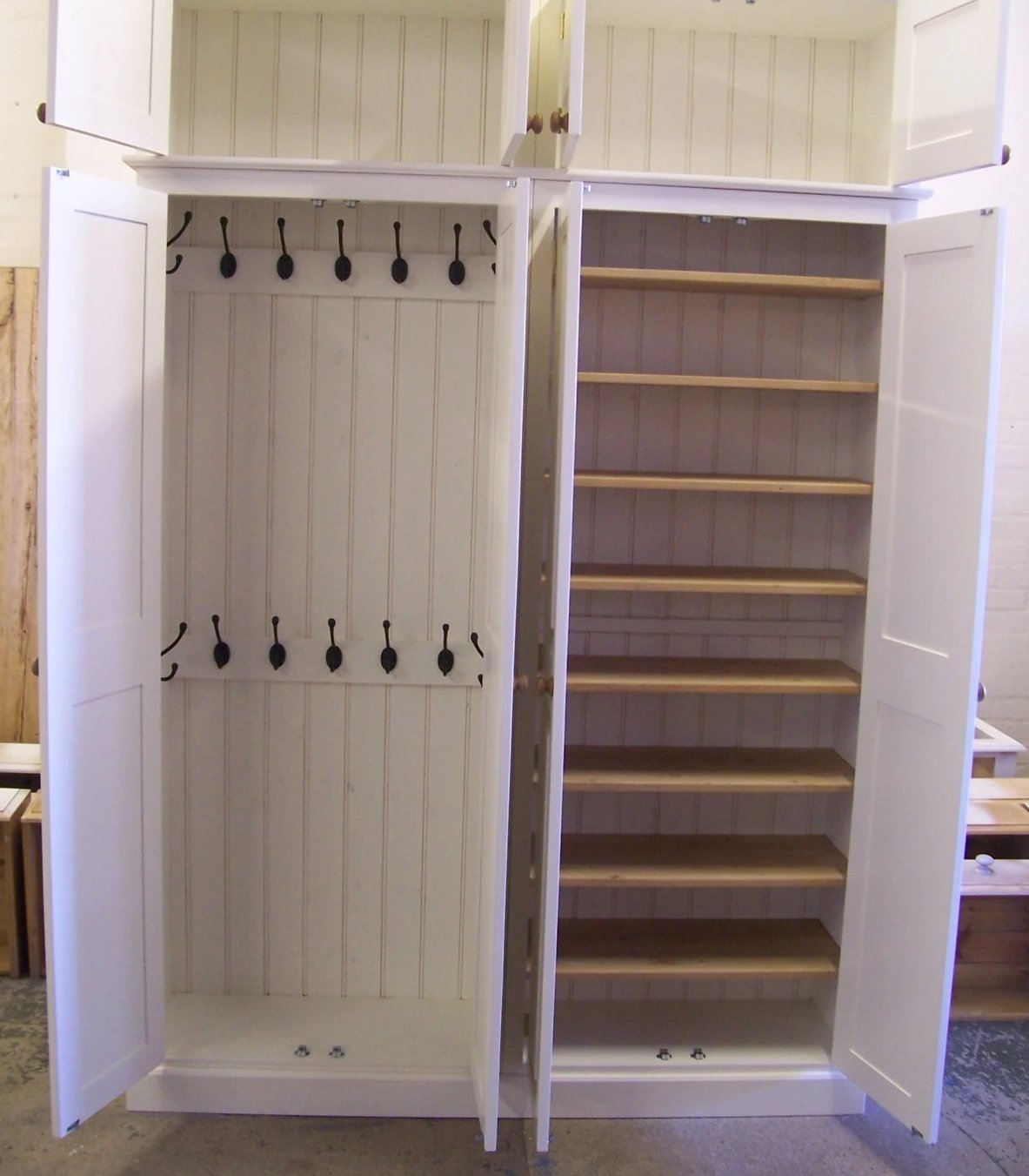 CONTEMPORARY Shaker Style 4 Door Hall Coat Shoe Storage Cupboard w Cheshire Pine and Oak