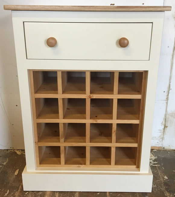 Wine Rack with Drawer - 16 Bottle Holder - Painted